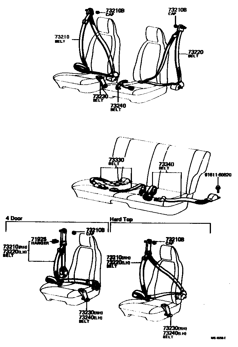 Toyota COROLLA 安全带和儿童保护座椅 EPC diagram — MB4550E