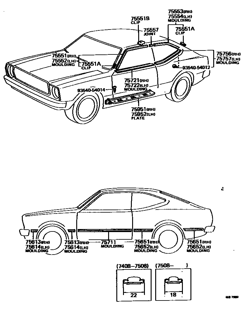Toyota COROLLA 侧防护条 EPC diagram — MB7980