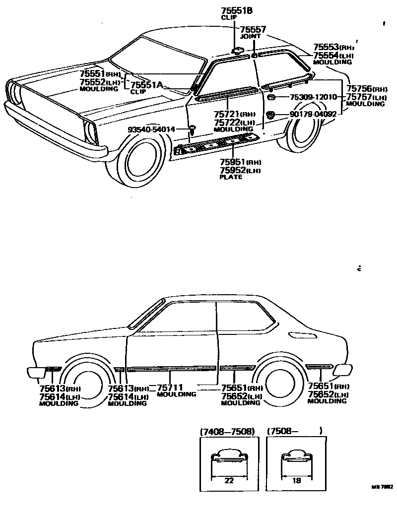 Toyota COROLLA 侧防护条 EPC diagram — MB7982