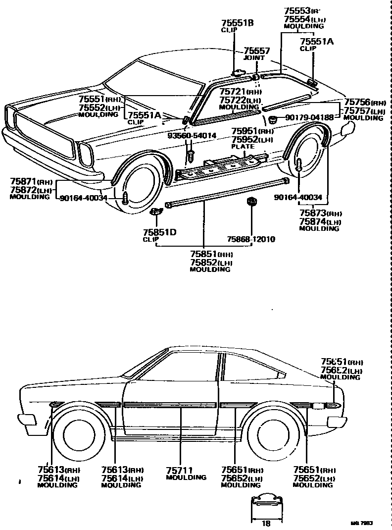 Toyota COROLLA 侧防护条 EPC diagram — MB7983