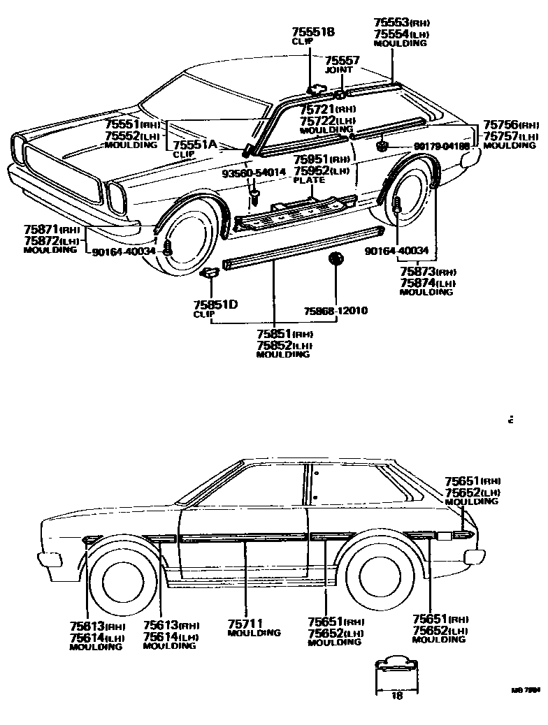 Toyota COROLLA 侧防护条 EPC diagram — MB7984