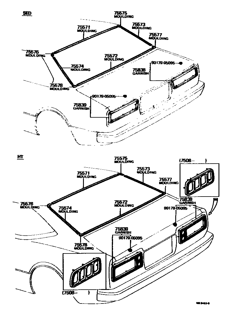 Toyota COROLLA 后防护条 EPC diagram — MB9463B