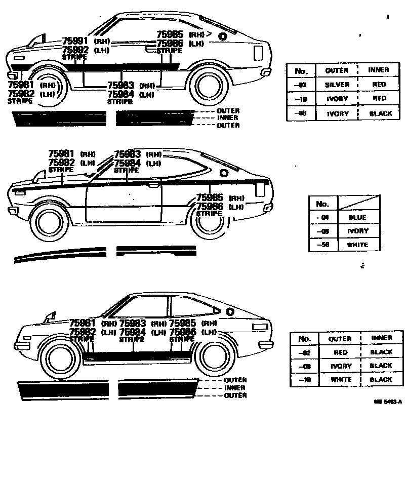 Toyota COROLLA 车身镶条 EPC diagram — MB5453A