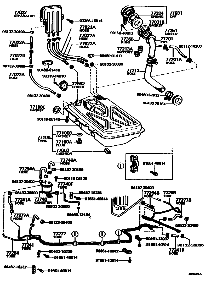 Toyota COROLLA 燃油箱和燃油管 EPC diagram — MB5090A
