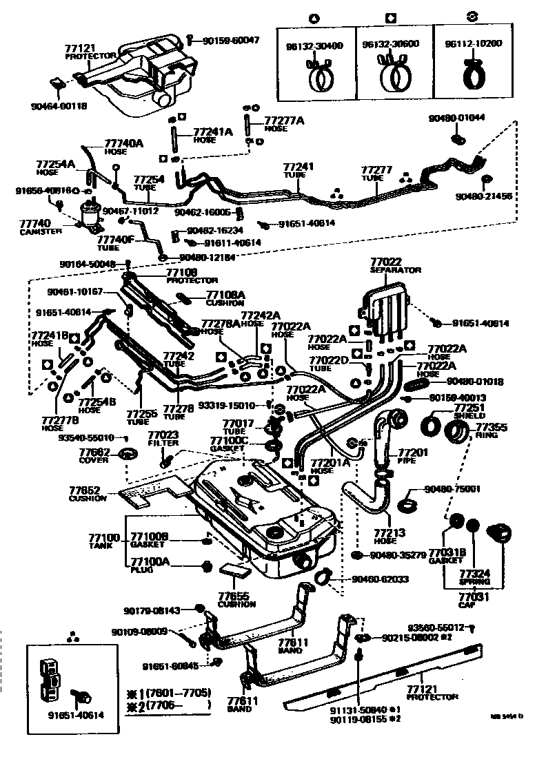 Toyota COROLLA 燃油箱和燃油管 EPC diagram — MB5454D
