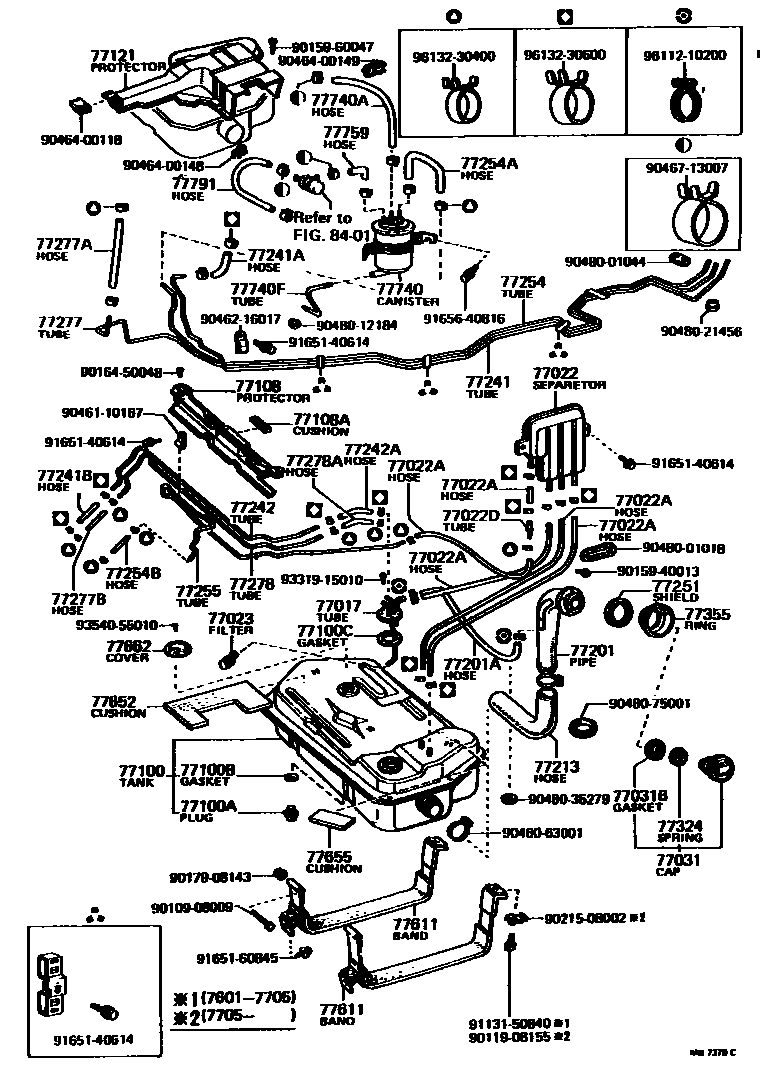 Toyota COROLLA 燃油箱和燃油管 EPC diagram — MB7378C