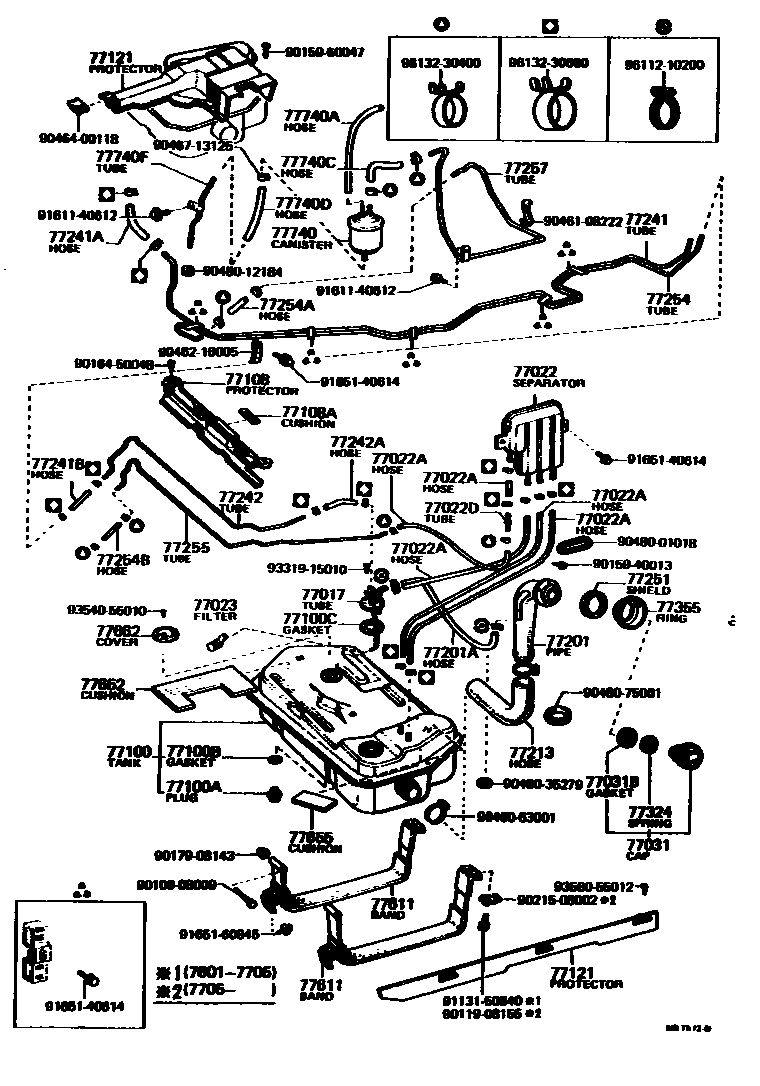 Toyota COROLLA 燃油箱和燃油管 EPC diagram — MB7572D