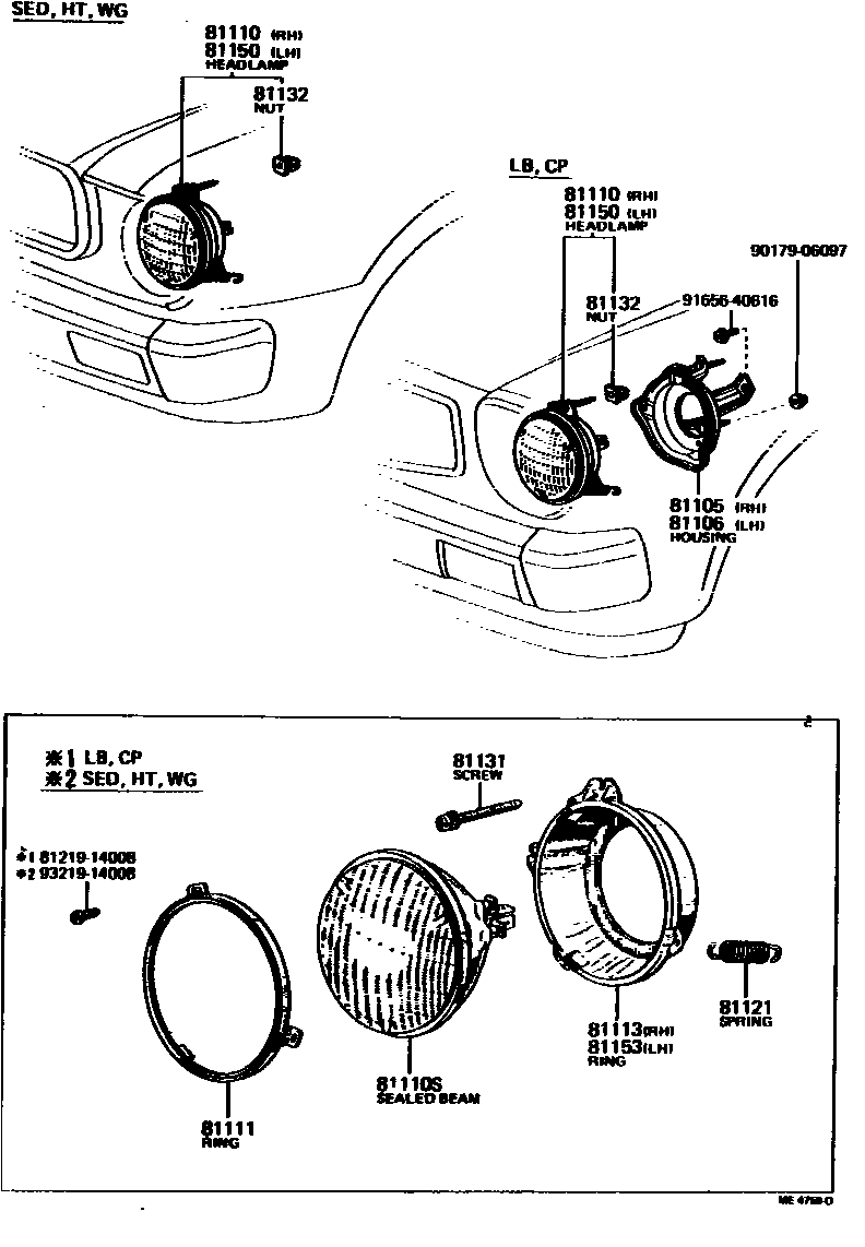 Toyota COROLLA Headlamp EPC diagram — ME4759D