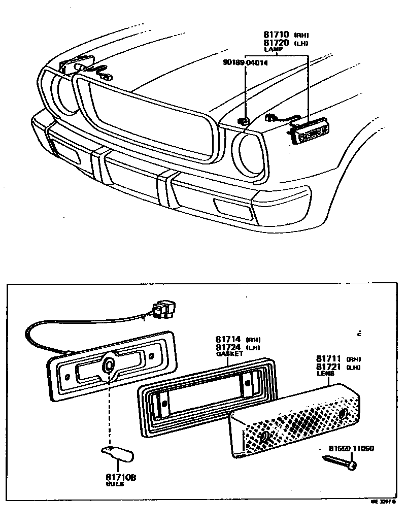 Toyota COROLLA 前标示灯 EPC diagram — ME3297B