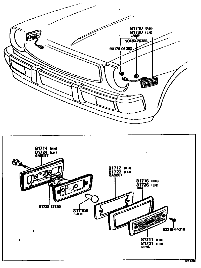 Toyota COROLLA 前标示灯 EPC diagram — ME4760