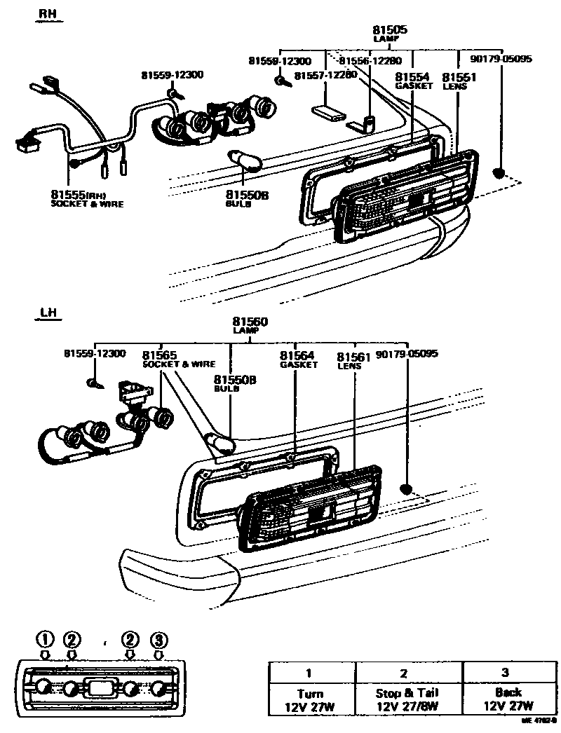 Toyota COROLLA 后组合灯 EPC diagram — ME4762B