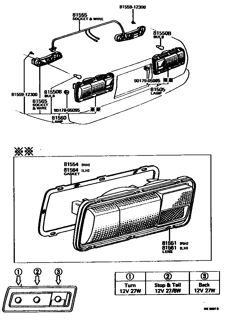 Toyota COROLLA 后组合灯 EPC diagram — ME5864B