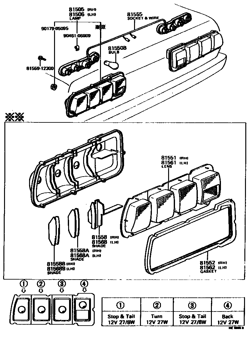 Toyota COROLLA 后组合灯 EPC diagram — ME5865B