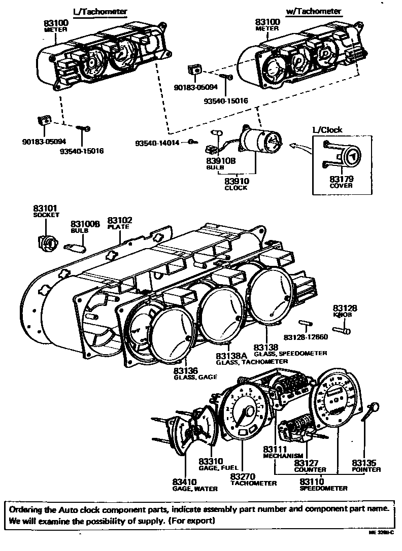 Toyota COROLLA 仪表 EPC diagram — ME3286C