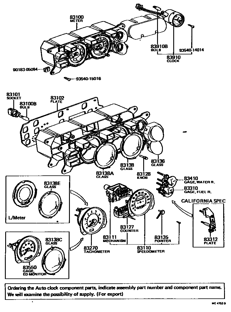 Toyota COROLLA 仪表 EPC diagram — ME4763B