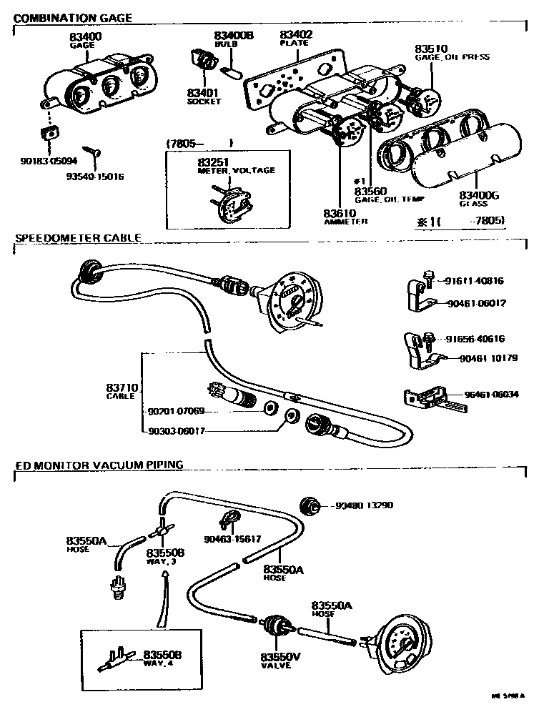 Toyota COROLLA 仪表 EPC diagram — ME5798A
