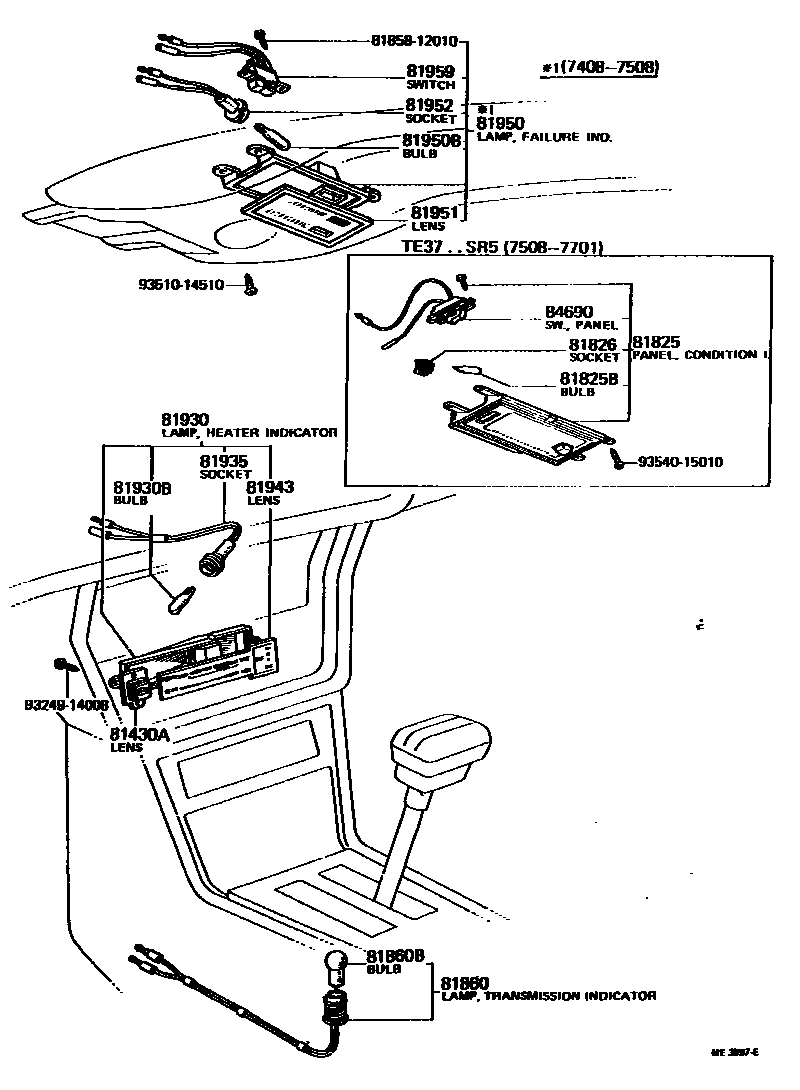Toyota COROLLA indicator light EPC diagram — ME3997E