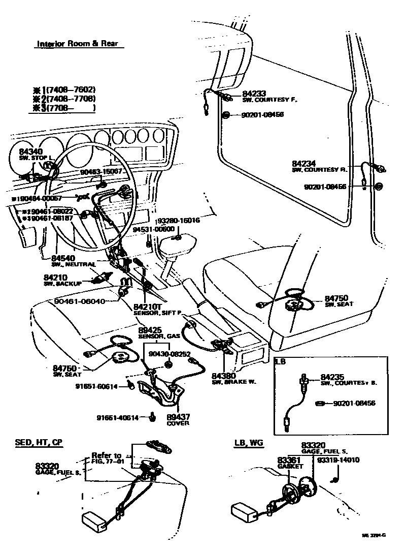 Toyota COROLLA 开关和继电器和ECU EPC diagram — ME3294G