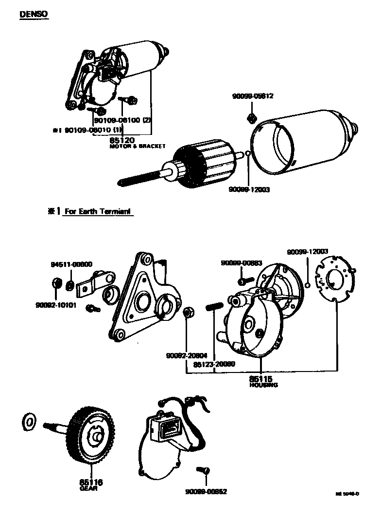 Toyota COROLLA 挡风玻璃刮水器 EPC diagram — ME5046D
