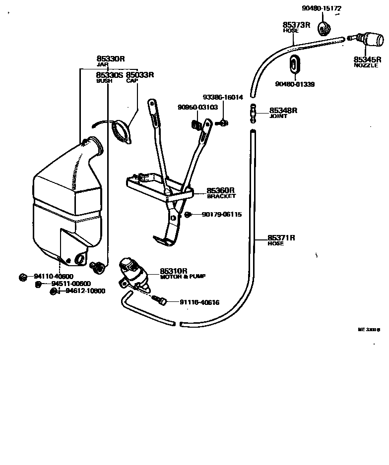 Toyota COROLLA 后清洗器 EPC diagram — ME3309B