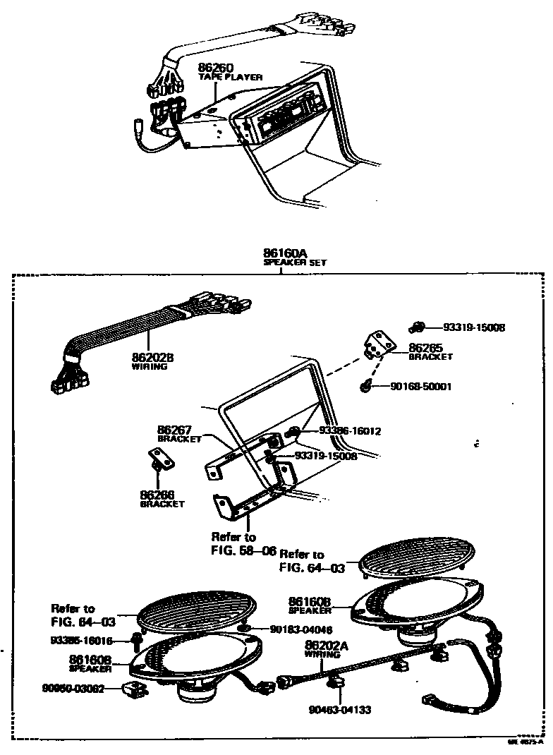 Toyota COROLLA 扬声器 EPC diagram — ME4875A