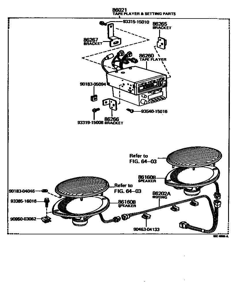 Toyota COROLLA 扬声器 EPC diagram — ME4955A