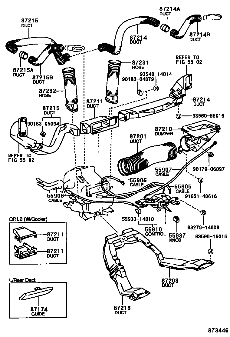 Toyota COROLLA 暖风和空调系统 - 控制器和风管 EPC diagram — 873446