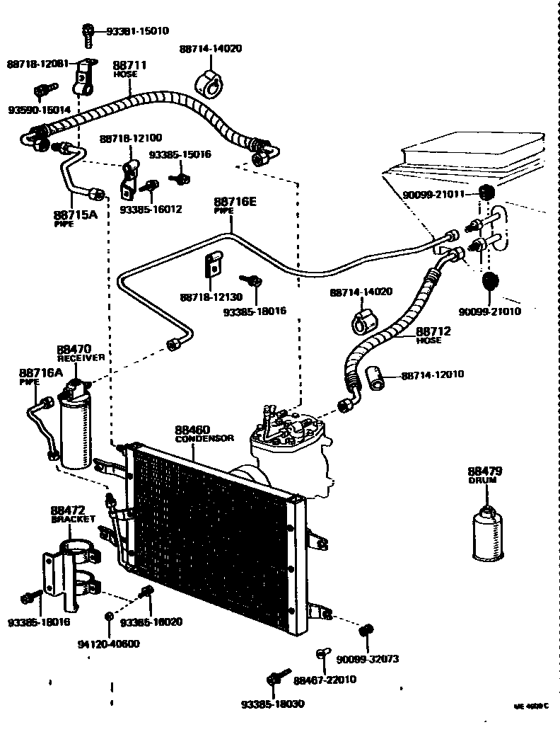 Toyota COROLLA Heating & Air Conditioning - Cooler Piping EPC diagram — ME4000C