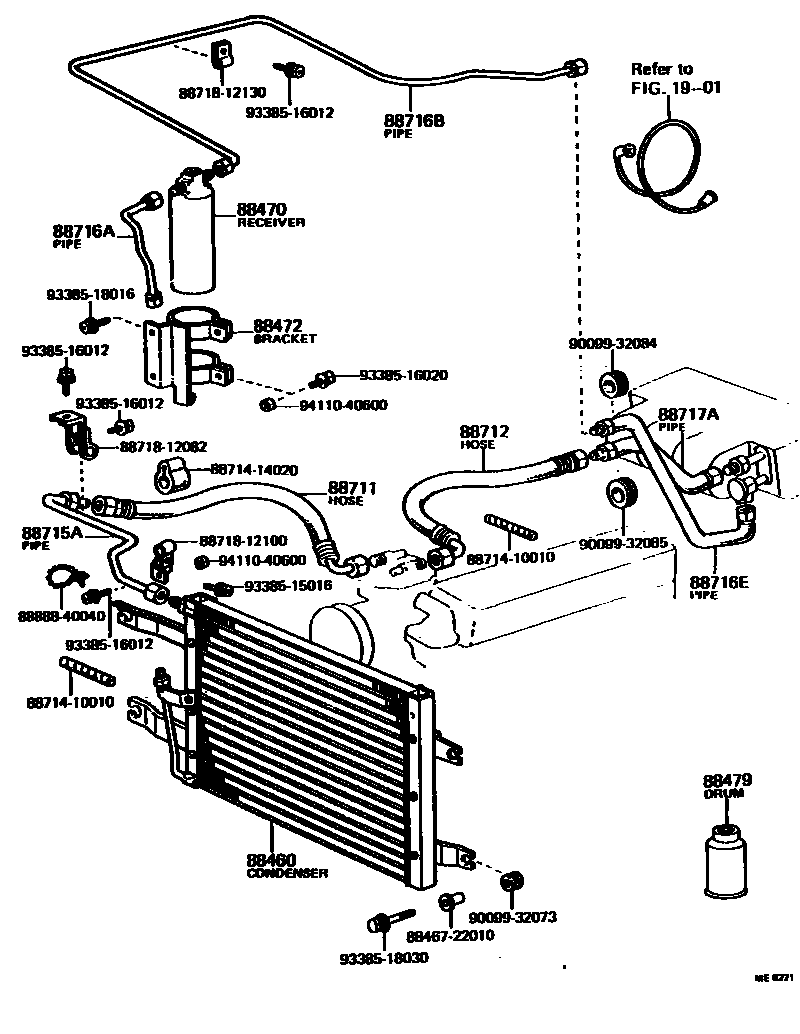Toyota COROLLA Heating & Air Conditioning - Cooler Piping EPC diagram — ME6221