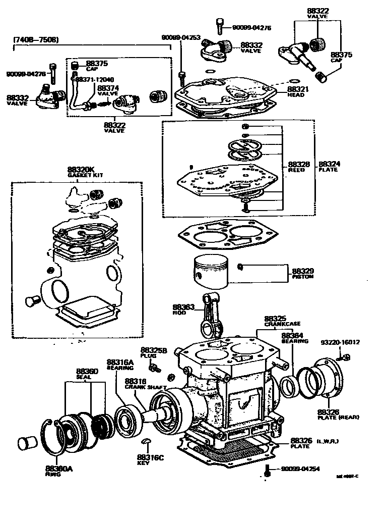 Toyota COROLLA Heating & Air Conditioning - Compressor EPC diagram — ME4002C