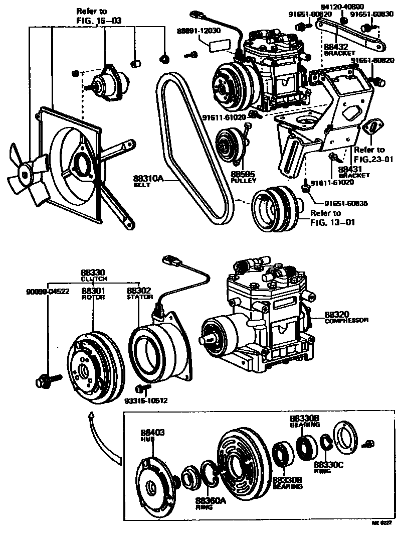 Toyota COROLLA Heating & Air Conditioning - Compressor EPC diagram — ME6222