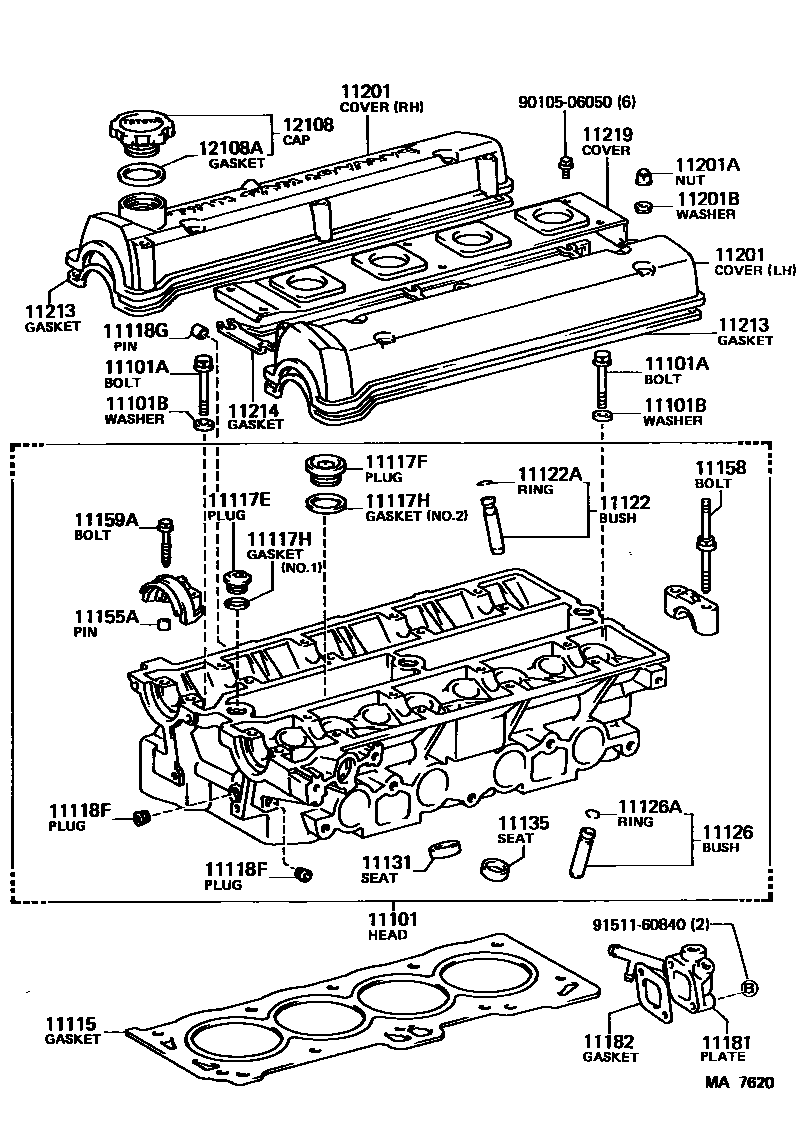 Toyota COROLLA Cylinder Head EPC diagram — MA7620