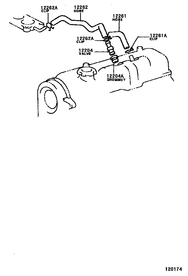 Toyota COROLLA Ventilation Hose EPC diagram — 120174