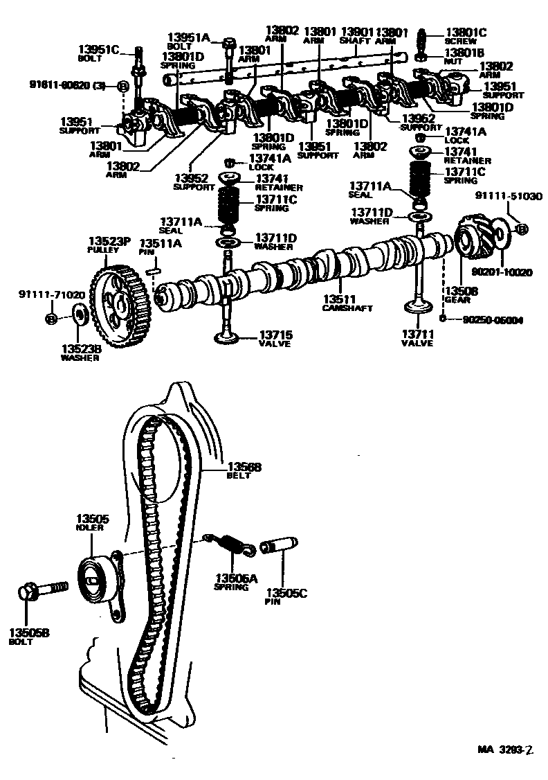 Toyota COROLLA Camshaft & Valve EPC diagram — MA3293Z