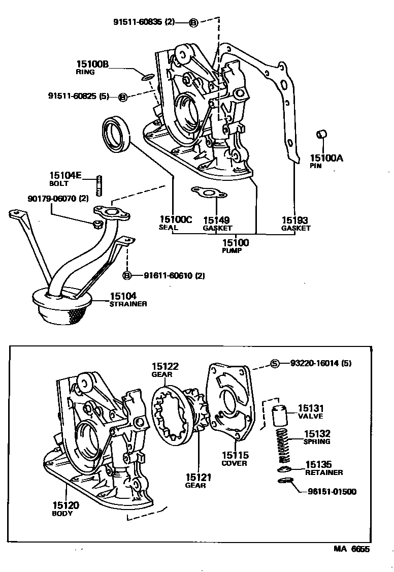 Toyota COROLLA Engine Oil Pump EPC diagram — MA6655
