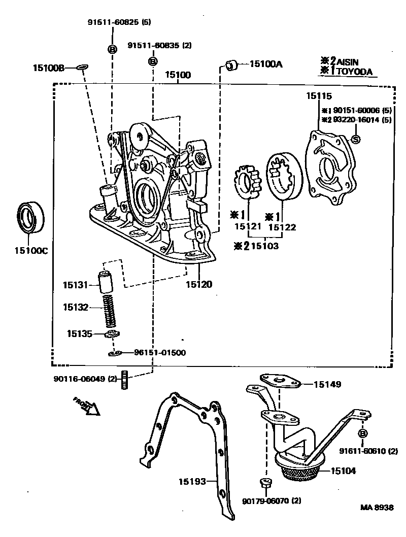 Toyota COROLLA Engine Oil Pump EPC diagram — MA8938