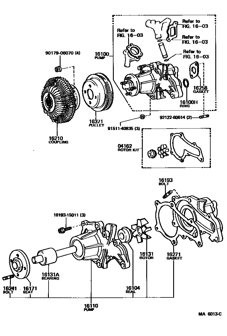 Toyota COROLLA Water Pump EPC diagram — MA6013C