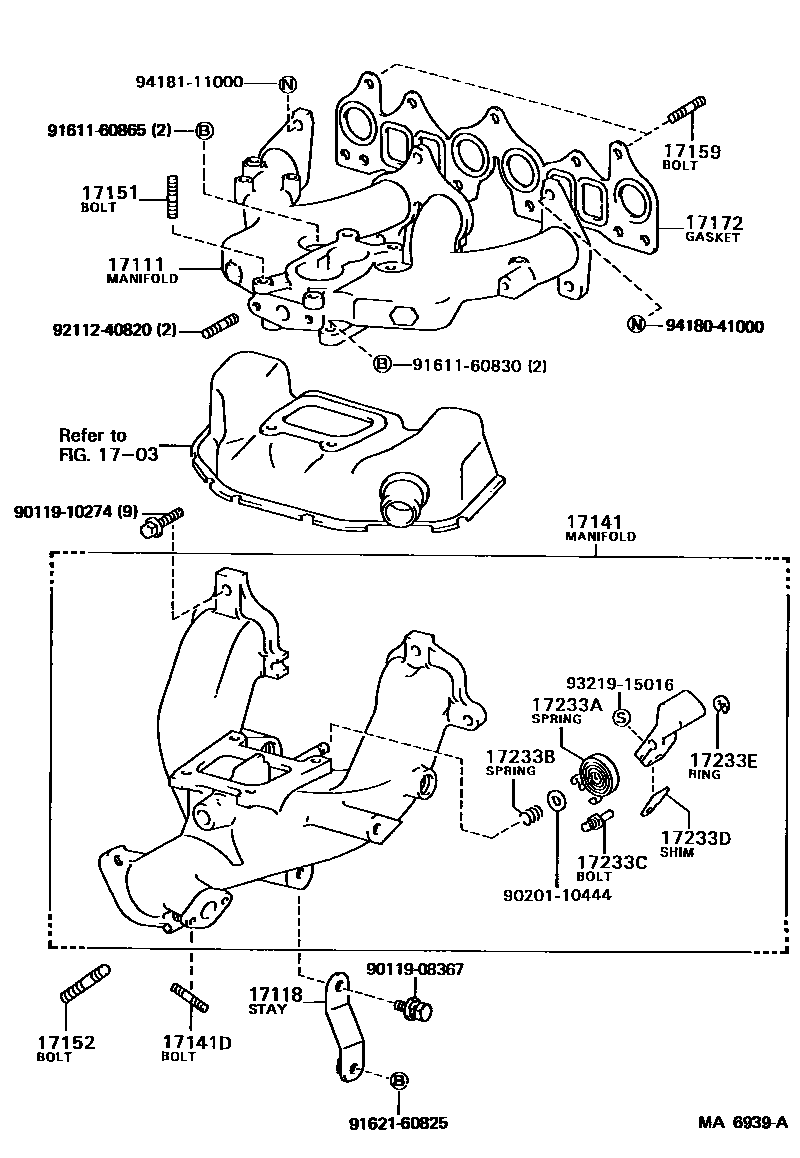 Toyota COROLLA Manifold EPC diagram — MA6939A