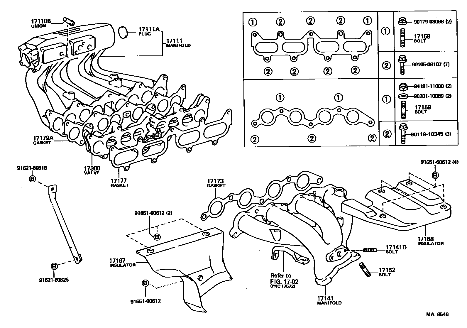 Toyota COROLLA Manifold EPC diagram — MA8546