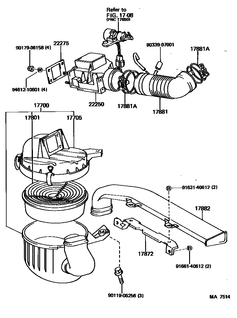 Toyota COROLLA Air Cleaner EPC diagram — MA7514