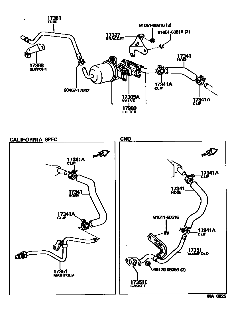 Toyota COROLLA 歧管喷气系统 EPC diagram — MA6025