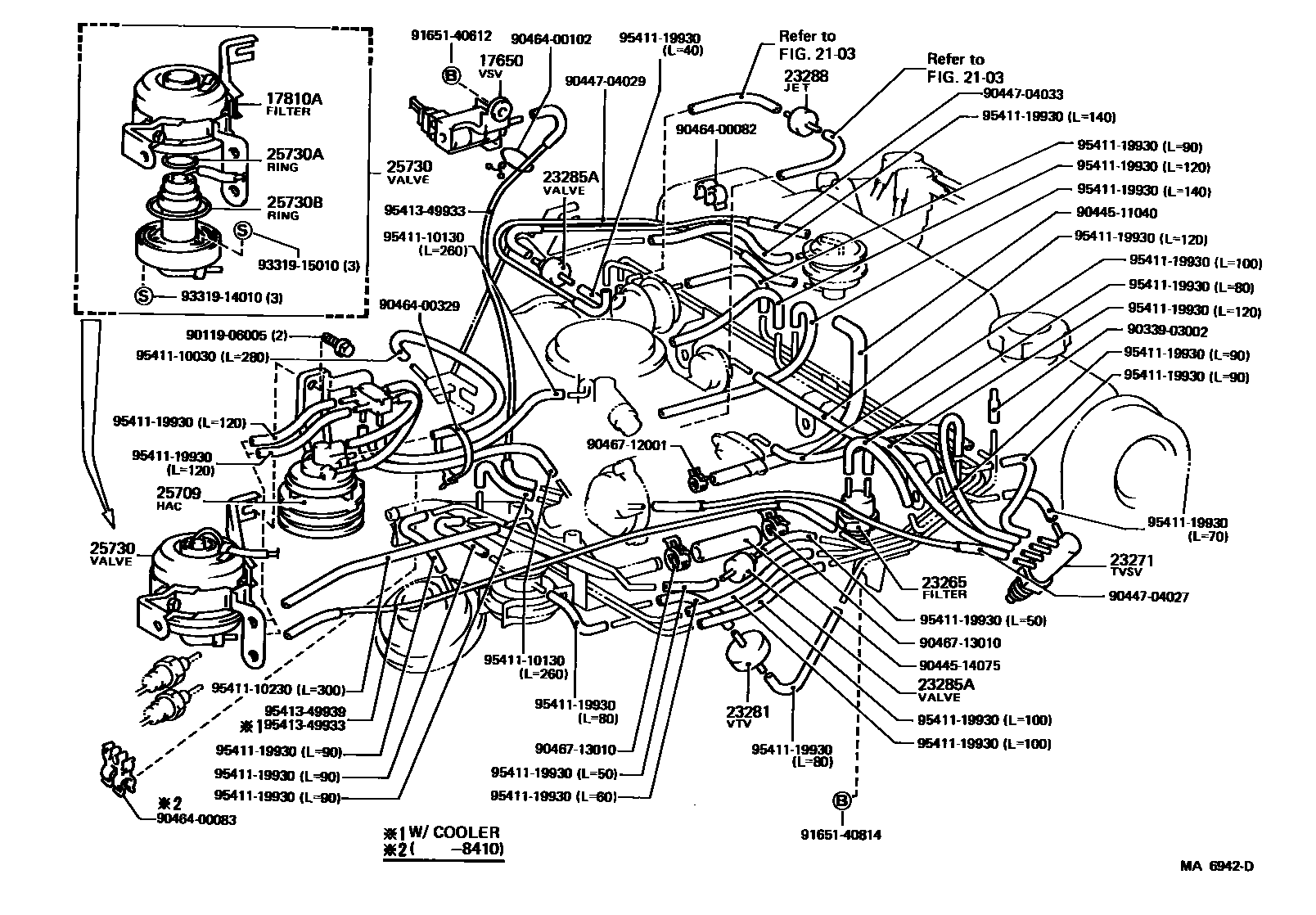 Toyota COROLLA vacuum tube EPC diagram — MA6942D