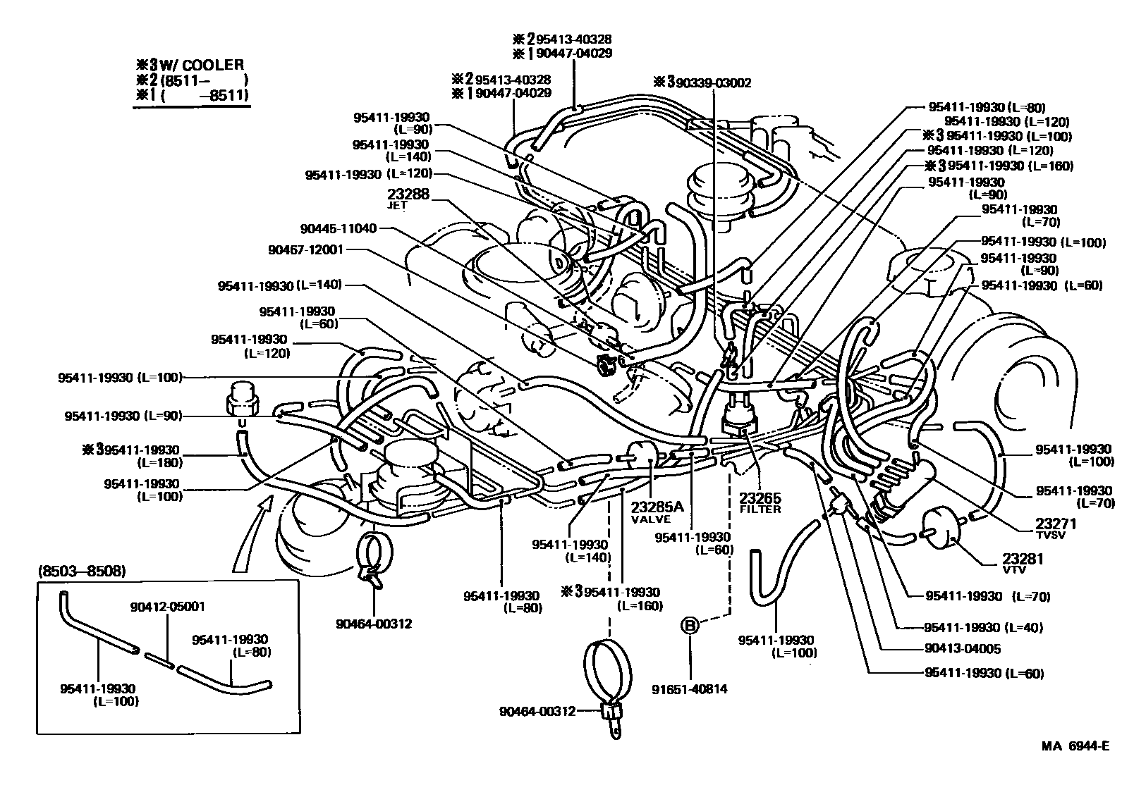 Toyota COROLLA vacuum tube EPC diagram — MA6944E