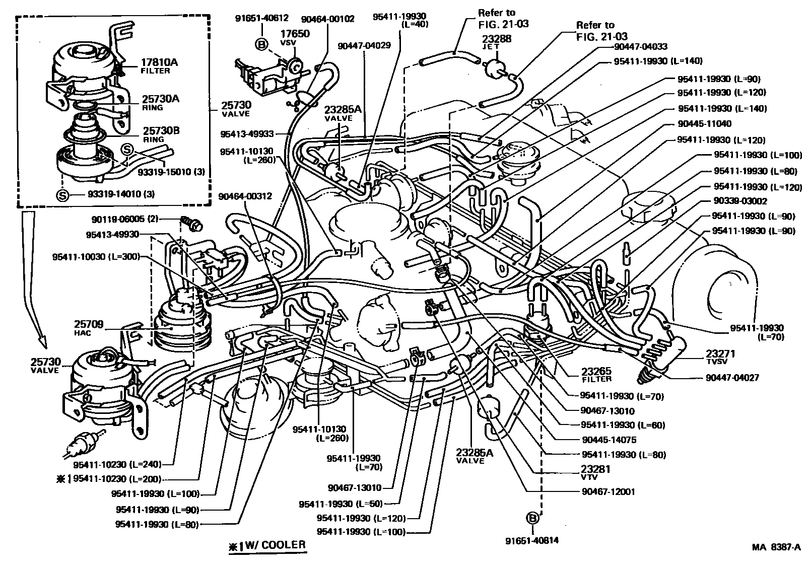 Toyota COROLLA vacuum tube EPC diagram — MA8387A