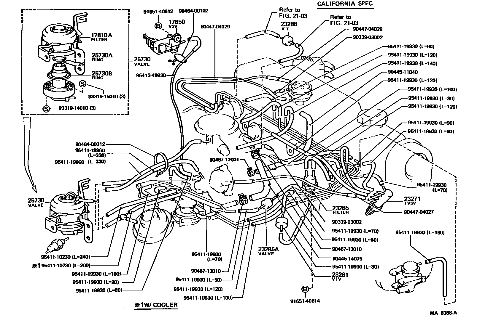 Toyota COROLLA vacuum tube EPC diagram — MA8388A