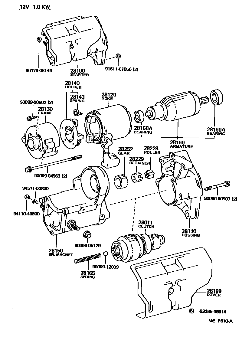 Toyota COROLLA 起动机 EPC diagram — MEF610A