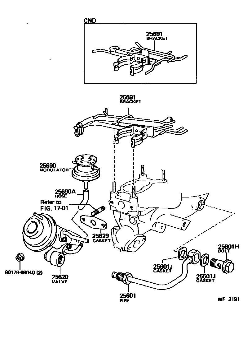 Toyota COROLLA 废气再循环系统 EPC diagram — MF3191