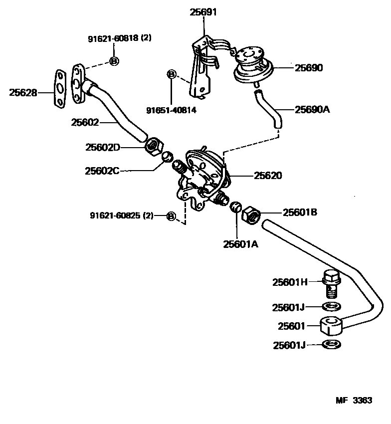 Toyota COROLLA 废气再循环系统 EPC diagram — MF3363