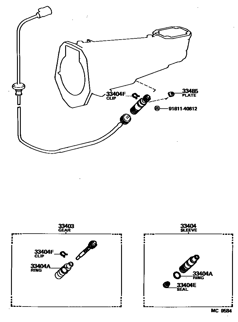 Toyota COROLLA 速度表从动齿轮(MTM) EPC diagram — MC9584