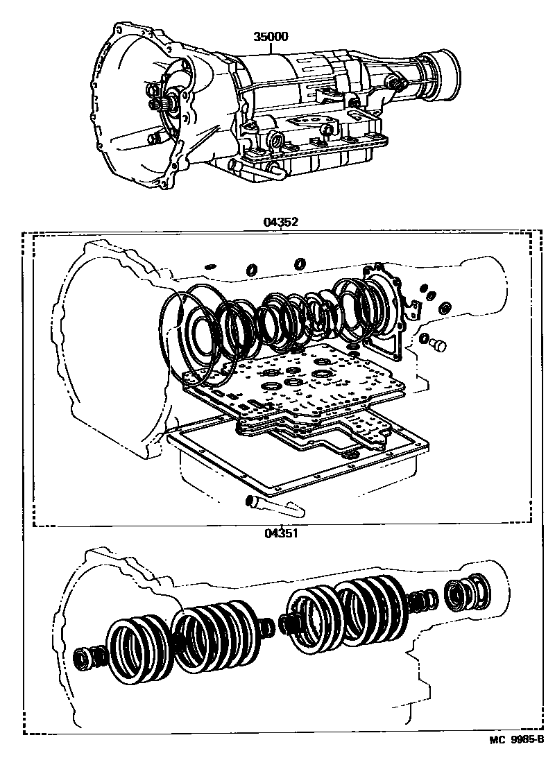 Toyota COROLLA 传动桥或变速器总成和衬垫组件(ATM) EPC diagram — MC9985B